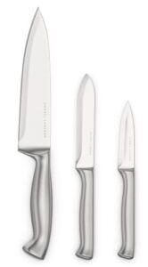 Emeril Lagasse 3-Piece Stainless Steel Kitchen Knives Set – 8” Chef Knife, 5″ Utility Knife, & 3.5″ Paring Knife – Slice Fruit & Meat Effortlessly