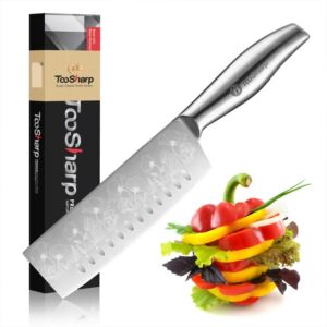 TooSharp Nakiri Knife, Vegetable Kitchen Knife,Professional 6.5 Inch Kitchen Cooking Knife, Update Fit / Anti-rust And Healthy Handle, Good Sharp Helper for Cooking, Meat, Home and Kitchen