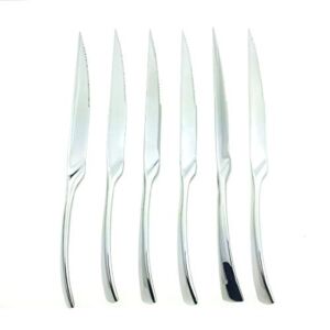 Uniturck Steak Knives 18/10 Heavy-Duty Stainless Steel Steak Knife Set of 6 for Chefs Commercial Kitchen – Great For BBQ Weddings – Dinners – Parties All Homes & Kitchens (Mirror Polished Silver)