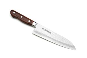 Yoshihiro VG-10 Damascus Santoku Multipurpose Japanese Chef Knife 7″ (Western Style Mahogany Handle)