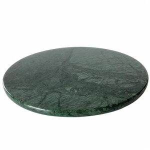 StonePlus Natural Round Marble Tray Glossy Pastry Board for Dessert, Cheese, Coffee, Smooth on Both Sides (Green)