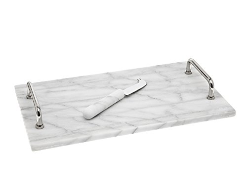 Godinger La Cucina Marble Cheese Board with Knife, 14.00L x 8.00W x 1.85H, Off-white | The Storepaperoomates Retail Market - Fast Affordable Shopping