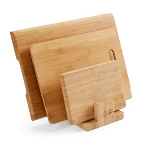 Cutting Board Organizer Natural Bamboo Kitchen Pantry Rack Cabinet Organizer for Cutting Board, Dish, Bakeware, Plate, Pot Lid, Cook Books, Book Stand Holder by: Kozy Kitchen 