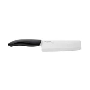 Kyocera Advanced Ceramic Revolution Series 6-inch Nakiri Vegetable Cleaver, Black Handle, White Blade