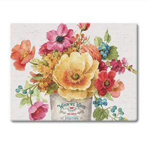 CounterArt Country Fresh Floral Decorative 3mm Heat Tolerant Tempered Glass Cutting Board 10” x 8” Manufactured in the USA Dishwasher Safe