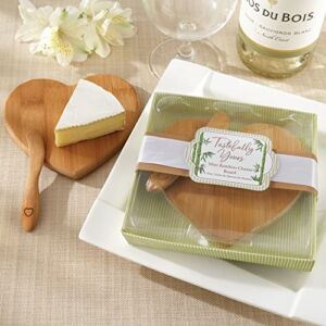 Kate Aspen Tastefully Yours Heart-Shaped Bamboo Cheese Board, Miniature Cutting Board, Sage Green/Brown, 4.5″ H x 5″ W, One Size