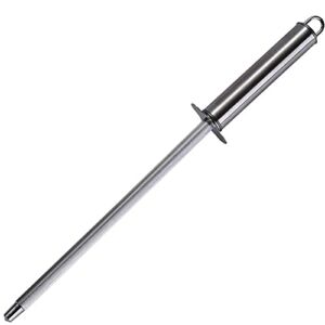 1 Piece Knife Sharpener Rod Stainless Steel Sharpening Stick Rod Professional Stainless Steel Knife Sharpening Steel Stainless Steel Sharpening Rod with Hanging Holes, Silver