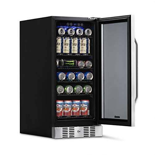 NewAir 15 Inch Beverage Refrigerator Cooler with 96 Can Capacity – Mini Bar Beer Fridge with Reversible Hinge Glass Door – Cools Beer, Wine, and Beverages to 36F – Stainless Steel ABR-960 | The Storepaperoomates Retail Market - Fast Affordable Shopping