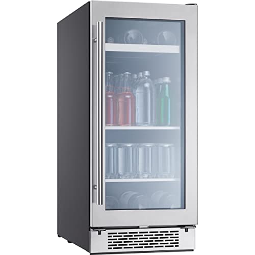 Zephyr Presrv 15″ Wine Fridge & Beverage Refrigerator Single Zone Under Counter – Mini Wine Cooler Cellars Small Beer Cabinet Drink Chiller Freestanding with French Glass Door, 4 bottles, 64 cans | The Storepaperoomates Retail Market - Fast Affordable Shopping