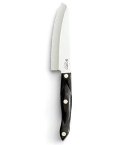 CUTCO Model 3738 Hardy Slicer.6.3″ High-Carbon Stainless Double-D® serrated blade.5.7″ Classic Brown handle (sometimes called black).In factory-sealed plastic bag.