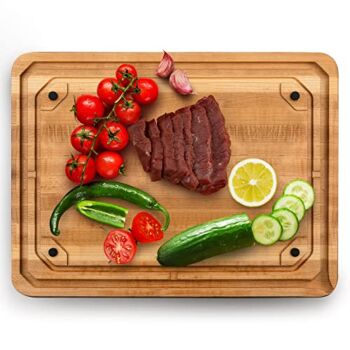 Large Premium Maple Wood Cutting Board with Juice Groove 20×15 -Wooden Cutting Boards for Kitchen-Thick Maple Wood Cutting Boards for Kitchen-Easy to Clean, Meat Carving Board Non-Slip Reversible 9lbs | The Storepaperoomates Retail Market - Fast Affordable Shopping