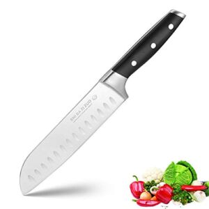 Santoku Knife 7 Inch Pro Chef’s Knife High Carbon Stainless Steel Sharp Kitchen Knife Ergonomic Handle