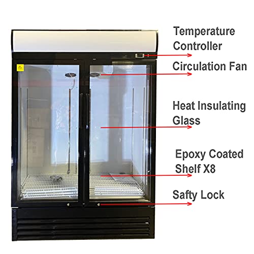 Commercial Refrigerator Glass 2-Door Merchandiser Display Cooler Case Fridge NSF, 48 inches, capacity 36 cuft, Restaurant Kitchen LCG-1000 | The Storepaperoomates Retail Market - Fast Affordable Shopping