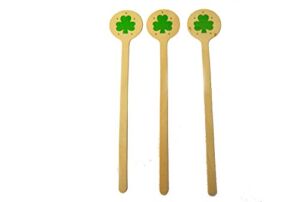 Perfect Stix Shamrock Cocktail 6-100 6″ Wooden Cocktail Stirres with Shamrock Print (Pack of 100), 0.1″ Height, 0.1″ Width, 6″ Length (Pack of 100)
