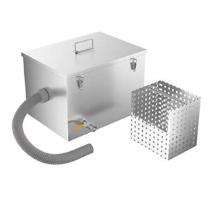 BEAMNOVA 8lbs Commercial Grease Trap Stainless Steel Interceptor for Restaurant Side Inlet