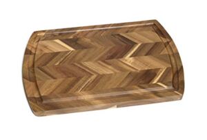 Lipper International Acacia Rect. Herringbone Design Chopping Board, Side Grooves, deep Well, 18X12X1”