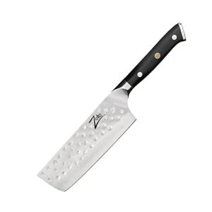Zelite Infinity Nakiri Chef Knife 6 Inch – Alpha-Royal Series – Japanese AUS-10 Super Steel 67-Layer Damascus – Razor Sharp, Hammered Tsuchime Finish