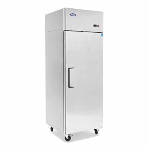 Single Door Commercial Refrigerators, ATOSA Top Mount Stainless Steel Reach in Upright Refrigerator With 1 Solid Door for Restaurant – 21.4 cu.ft, 33℉-38℉, Air Cooled, Energy Star, Fast delivery