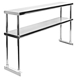 Stainless Steel Adjustable Double Overshelf for Work Table 12 x 36