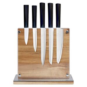 VanlonPro Home Kitchen Magnetic Knife Block Holder Magnetic Block Stands with Strong Enhanced Magnets Multi-functional Storage Knife Holder Acacia Hardwood and Acrylic Shield (Acrylic Shield)