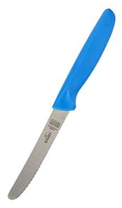 Dairy Blue Kitchen Knife – 4.5” Steak and Vegetable Knife – Razor Sharp Curved Tip, Serrated Edge – Color Coded Kitchen Tools by The Kosher Cook