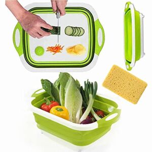 qqqqqq Silicone Collapsible Chopping Cutting Board Portable Vegetable Fruits Washing Drain Basket