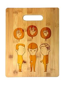 ‘Paper, Scissors, Rock’ Funny Space Show Parody Laser Engraved Bamboo Cutting Board – Wedding, Housewarming, Anniversary, Birthday, Father’s Day, Gift