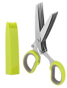 Emoly Herb Scissors, Multipurpose 5 Blade Kitchen Cutting Shear with Safety Cover and Cleaning Comb