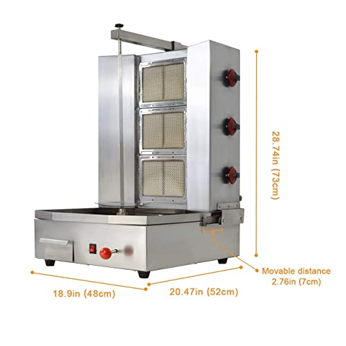 YOOYIST 3 Burners Shawarma Doner Kebab Machine Grill Gyro Automatic Vertical Broiler | The Storepaperoomates Retail Market - Fast Affordable Shopping
