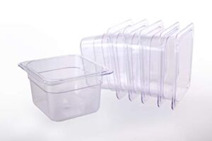 Hakka 1/6 Size Polycarbonate Food Pans,6″Deep,Clear – Pack of 6