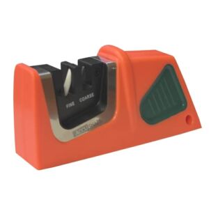 AccuSharp Compact Pull-Through 2-Stage Knife Sharpener – Diamond-Honed Tungsten Carbide Rust-Free Quickly Sharpens, Restores, Repairs & Hones Chef Knives, Orange/Green