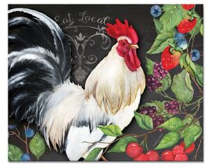 CounterArt ‘White Rooster’ Glass Cutting Board, 15 x 12″