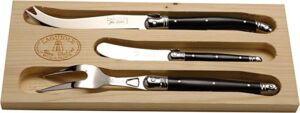 Jean Dubost 3 Piece Cheese Set with Handles, Black