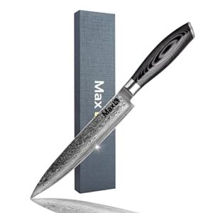 Max K 8 Inch Carving Knife with Pakka Handle – Cutting Kitchen Utensil with Razor Sharp Blade and 67 Layers of Forged Steel – Slicing, Dicing, Chopping Meat, Vegetables, Fruit