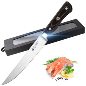 TUO Slicing Knife-8 inch Slicing Carving Meat Cutting Knife-German Stainless Steel Straight Bread Knife-G10 Ergonomic Handle with Gift Box-Legacy Series