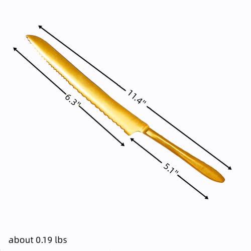 Elesinsoz 6 Inch Serrated Small Short Blade Gold Bread Knife for Homemade Bread Slicing Cutting Carving Cake Cutter Dinner Steak Knives Non Stick with Ergonomic Handle | The Storepaperoomates Retail Market - Fast Affordable Shopping