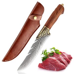 Hand Forged Chef Knife with Ultra-Sharp Blade – 5.51-inch Blade Kitchen Knife with Wooden Handle – Premium Boning Knife for Outdoors, BBQ, Camping