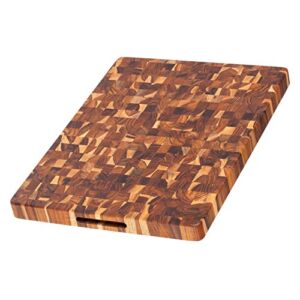 Teak Cutting Board – Rectangle Butcher Block With Hand Grip ( 20 x 15 x 1.5 in.) – By Teakhaus