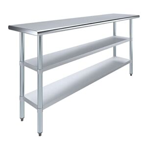 AmGood Stainless Steel Work Table with 2 Shelves | NSF | Metal Utility Table (72″ Long x 18″ Deep)