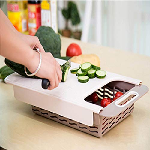 MEING Cutting Board Adjustable Kitchen Plastic Chopping Block Multifunctional Drawer Storage Chopping Block Double Layer Cutting Board Chopping Board (Color : White) | The Storepaperoomates Retail Market - Fast Affordable Shopping