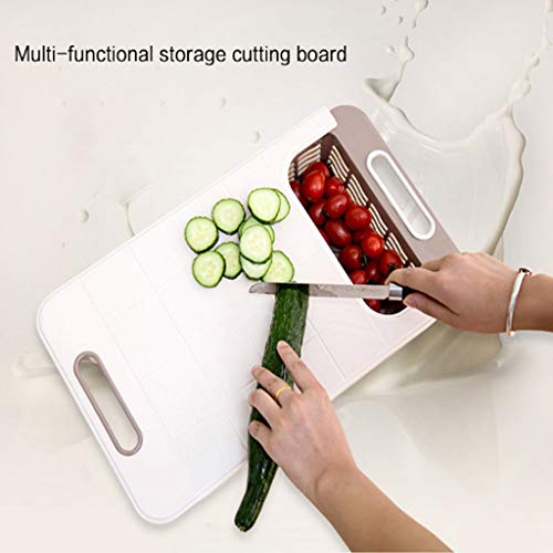 MEING Cutting Board Adjustable Kitchen Plastic Chopping Block Multifunctional Drawer Storage Chopping Block Double Layer Cutting Board Chopping Board (Color : White) | The Storepaperoomates Retail Market - Fast Affordable Shopping