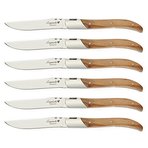 FLYINGCOLORS Flying Colors Laguiole Steak Knife Set. Stainless Steel, Olive Wood Handle, Gift Box, 6 Pieces | The Storepaperoomates Retail Market - Fast Affordable Shopping