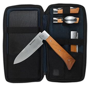 Messermeister Adventure Chef Summit Set, Carbonized Maple – Folding 6” Chef’s Knife, 6” Fillet Knife, Folding Steak Knife, Fork & Spoon, Folding Peeler & Parer, TPE Cutting Board + Waxed Canvas Case | The Storepaperoomates Retail Market - Fast Affordable Shopping