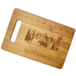 DAO9KITCHEN Funny Happy Camper Bamboo Cutting Board With Measurements, Gift for Adventure Camping Friends Fishing Lover Men Fisherman Camp Lover Fathers Fishing Camping Lovers Outdoorsman Gift