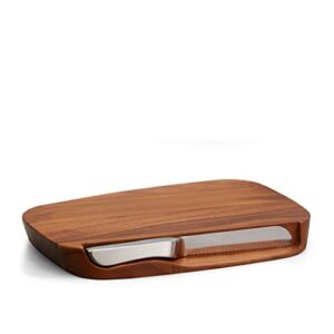 Nambe Blend Bread Board with Knife, Brown