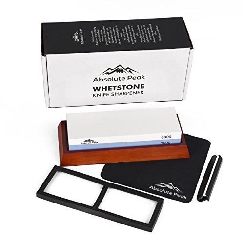 Best Whetstone Knife Sharpener Kit | 1000/6000 Grit Knife Sharpening Stone & Honing Stone | NonSlip Bamboo Base | Angle Guide, MicroFiber Polishing Cloth, & How to Sharpen a Knife eBook | The Storepaperoomates Retail Market - Fast Affordable Shopping