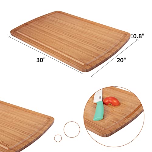 Cibeat Extra Large Bamboo Cutting Board for Kitchen – Largest Wooden Butcher Block for Turkey, Meat, Vegetables, BBQ – 30 x 20 Inch – Over the Sink Chopping Board with Juice Groove | The Storepaperoomates Retail Market - Fast Affordable Shopping
