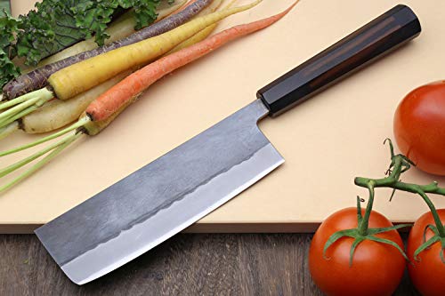 Yoshihiro Kurouchi Black-Forged Blue Steel Stainless Clad Nakiri Japanese Vegetable Knife (6.5” (165mm) & No Saya) | The Storepaperoomates Retail Market - Fast Affordable Shopping
