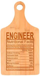 Rustic Home Decor Engineer Nutritional Facts Label Paddle Shaped Bamboo Cutting Board