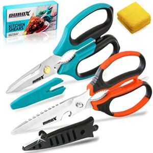 DUROX All Purpose Kitchen Scissors & Heavy Duty Household Utility Scissors & Scissors Sharpener, Come Apart Stainless Steel Kitchen Shears with Cap